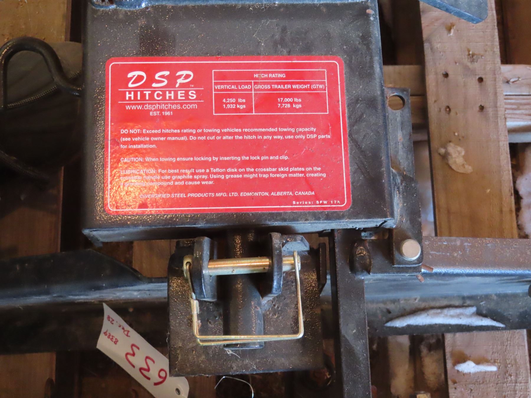 5th wheel DSP Hitches, Hitche rating 4250 lbs Gross Trailer Weight