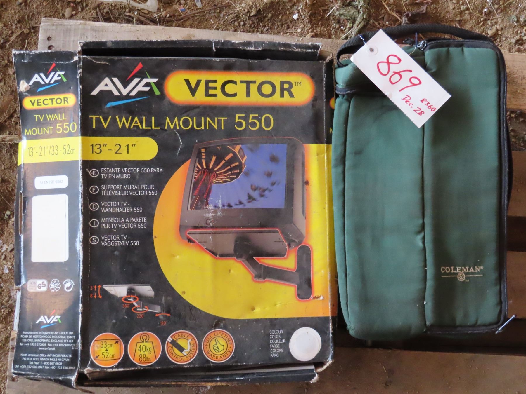 AVA Vector TV Wall Mount 550 + Coleman bag - Schmalz Auctions