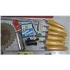 Image 3 : Tool Box Tray with Misc. Tools, Saw Blades, Level, Furniture Legs, Etc.