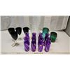 Image 1 : Huge lot of Assorted Glasswares - Purple jars, Black wine glasses, large vase, etc