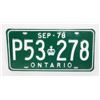 Image 1 : #865 CANADA ONTARIO P53278 1978 LICENSE PLATE
