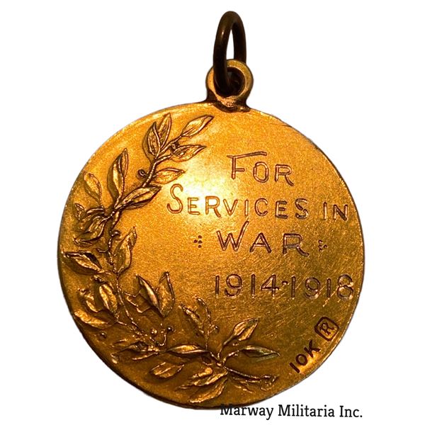 WW1 Welcome Home Medal F.H. Dolson Nursing Sister - IN GOLD