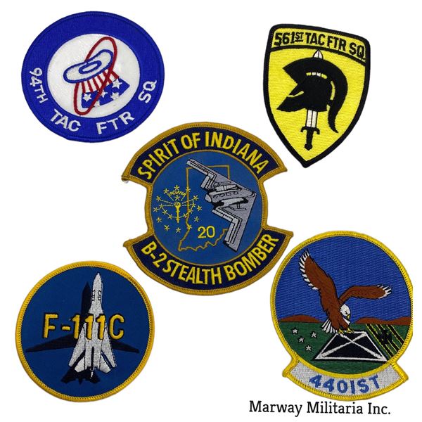 Lot of 5 American Airforce Squadron Patches Include, 94th TAC FTR SQ, 44 OIST, 561st TAC FTR SQ, F-1