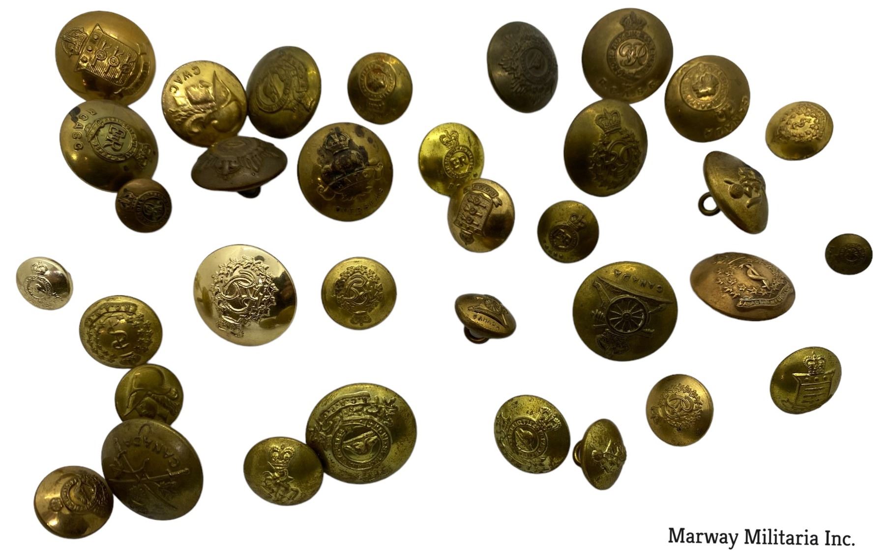 Military Button Types Lot of Canadian Military Buttons