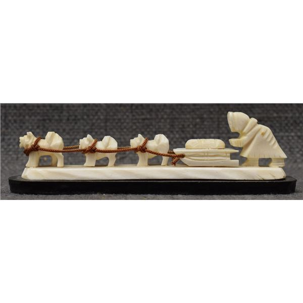 ESKIMO INDIAN IVORY DOG SLED TEAM