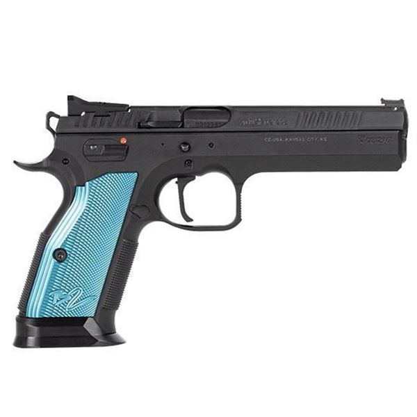 CZ TS2 9MM 20RD BLK FIBER OPTIC BLUE GRIPS