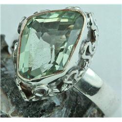 34ctw  Green Amethyst Sterling Ring (JEW-1311)