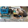 Image 1 : LOT OF TOOLS, SHOP SUPPLIES, SUREVEYORS SCOPE, TOOLBOX WITH CONTENTS