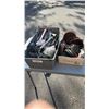 Image 1 : BIN AND BOX OF CATPAWS, PUNCHES, HOLE PUNCHES, GRINDING DISCS AND MORE
