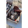 Image 2 : BIN AND BOX OF CATPAWS, PUNCHES, HOLE PUNCHES, GRINDING DISCS AND MORE
