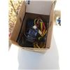 Image 1 : BOX OF BATTERY CHARGERS, JUMPER CABLES, ELECTRICAL METER