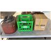 Image 1 : METAL BOAT TANK, COMPRESSOR HEAD AND CRATE OF VICES