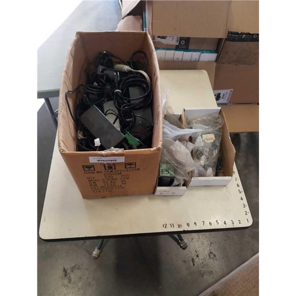 BOX OF POWER SUPPLIES AND SHOP SUPPLIES