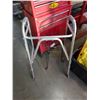 Image 2 : WHITE BIRD CAGE, PLATER STAND AND ALUMINUM WALKER