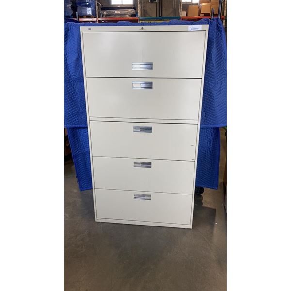 BEIGE 5 DRAWER LATERAL FILING CABINET