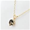 Image 2 : 10KT. YELLOW GOLD 5.6MM X 6MM NATURAL SMOKY QUARTZ (0.45CTS) & MOONSTONE HEART PENDANT WITH STERLING