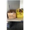 Image 1 : BOX AND CRATE OF ANTIQUE COLLECTIBLE, PAPER MACHE FIGURES AND MORE