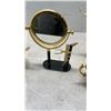 Image 2 : GOLD TONE TEAPOT, SUGER, CREAM, VANITY MIRROR AND BOWL