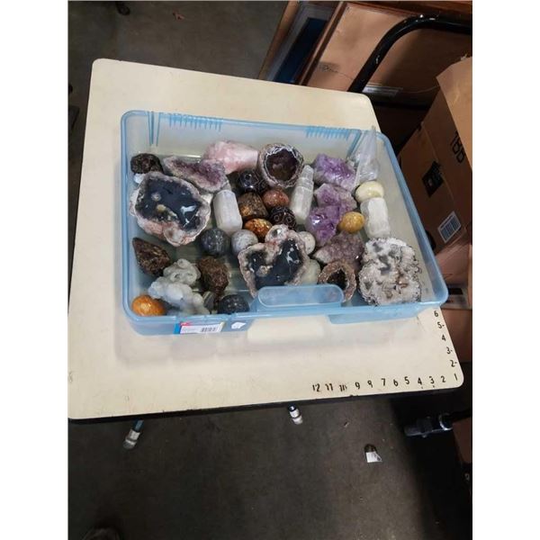 BIN OF SEMI PRECIOUS STONES