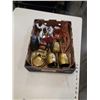 Image 1 : BOX OF BRASS GOBLETS, COPPER UNTENSILS AND MORE