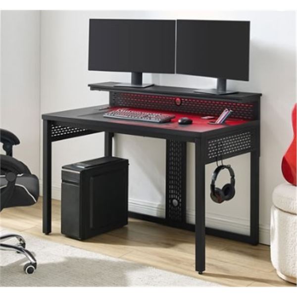 LINON ALPHA GAMING DESK PEELING ON TOP, RETAIL $449