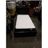 Image 1 : LEATHER LOOK SINGLE SIZE BED FRAME WITH ORGANIC COTTON THE BRICK MATTRESS AND BOX SPRING