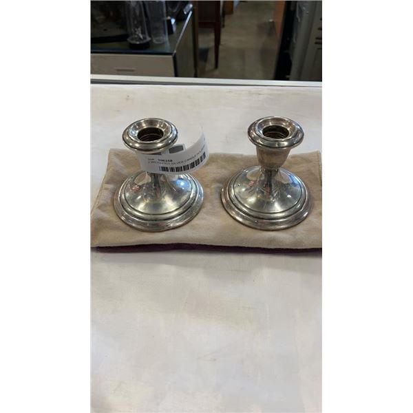 PAIR OF EMPIRE STERLING WEIGHTED CANDLE STANDS