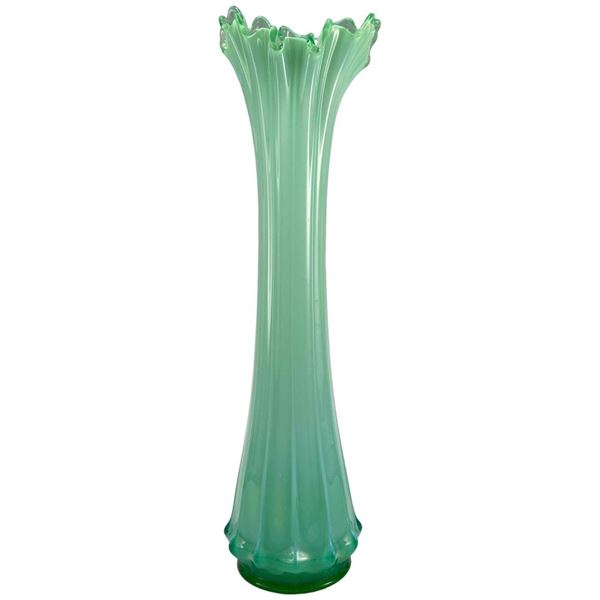 Pale Blue Mid Century Modern Art Glass Floor Vase