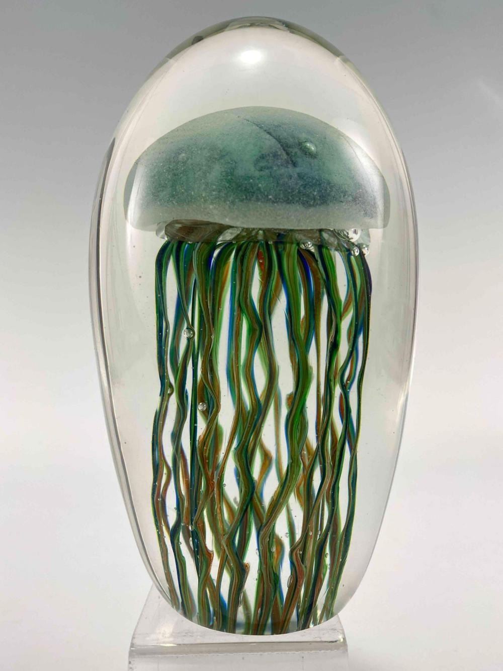 Art Glass Jellyfish Paperweight