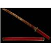 Image 1 : Japanese Wakizashi Short Sword, Red Lacquer Hilt and Scabbard
