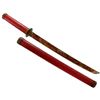 Image 2 : Japanese Wakizashi Short Sword, Red Lacquer Hilt and Scabbard