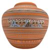 Image 1 : Large Navajo Etched And Hand Painted Pottery Vase With Kachina Dancers, Signed
