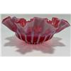 Image 2 : 1930's-40's Cranberry Glass Ribbon Bowl