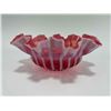 Image 3 : 1930's-40's Cranberry Glass Ribbon Bowl