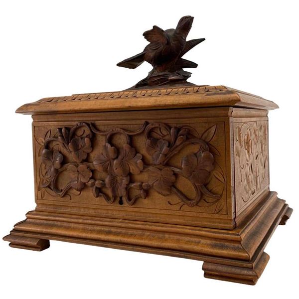 Antique Black Forest Carved Humidor