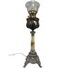 Image 1 : Antique Victorian Banquet Lamp With Stone Column And Shade