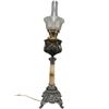 Image 6 : Antique Victorian Banquet Lamp With Stone Column And Shade