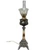 Image 7 : Antique Victorian Banquet Lamp With Stone Column And Shade