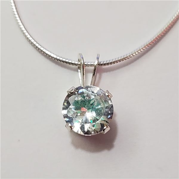 SILVER CUBIC ZIRCONIA NECKLACE (~LENGTH 16INCHES)