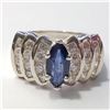 Image 1 : SILVER SAPPHIRE CUBIC ZIRCONIA RING (~SIZE 5.5)