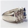 Image 2 : SILVER SAPPHIRE CUBIC ZIRCONIA RING (~SIZE 5.5)