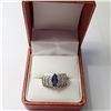 Image 3 : SILVER SAPPHIRE CUBIC ZIRCONIA RING (~SIZE 5.5)