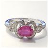 Image 1 : SILVER RUBY CUBIC ZIRCONIA RING (~SIZE 7)