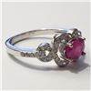 Image 2 : SILVER RUBY CUBIC ZIRCONIA RING (~SIZE 7)