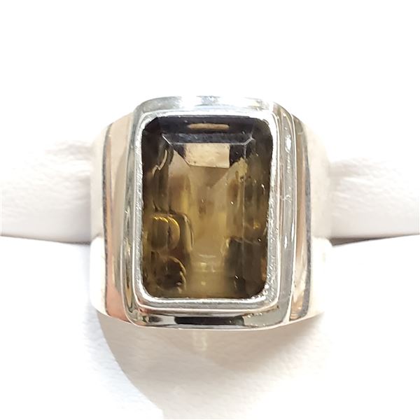 SILVER SMOKEY QUARTZ RING(~WEIGHT 10.53G)