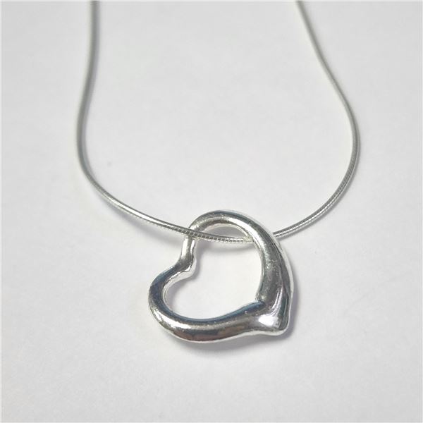 SILVER HEART 16" NECKLACE