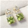 Image 2 : 10K YELLOWGOLD PERIDOT(1CT)DIAMOND(0.04CT)EARRINGS
