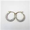 Image 1 : 10K YELLOW GOLD CRYSTAL 0.67G HOOP EARRINGS