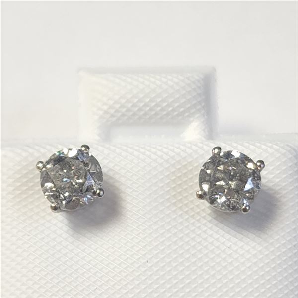 14K WHITE GOLD DIAMOND (0.75CT,I2-3,F-G) EARRINGS
