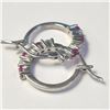 Image 2 : SILVER CREATED RUBY HOOP EARRINGS